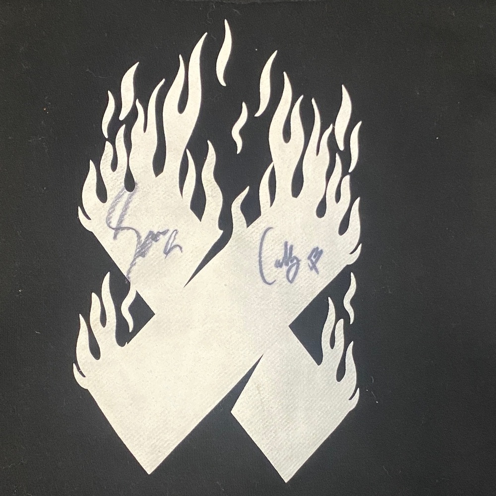X flames autograph hoodie Sam and Colby XPLR